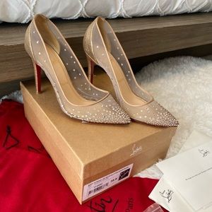 Authentic Christian Louboutin sparkly heels 100mm Glitter Strass size 38.5